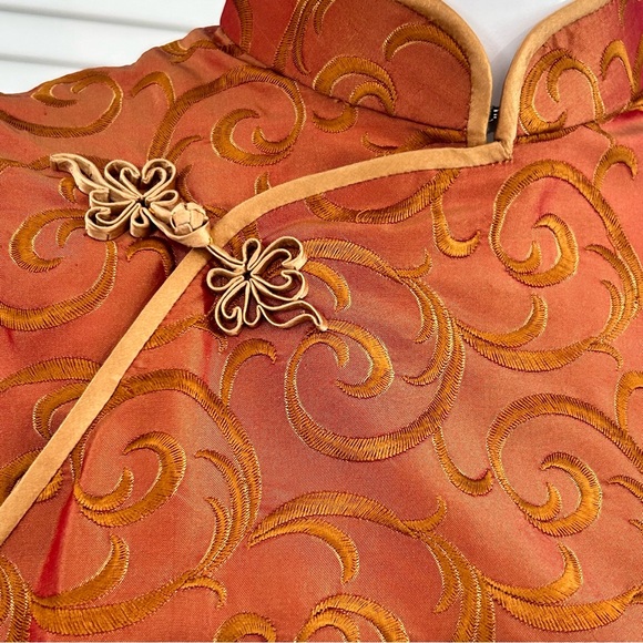 Gold Rust Brocade Qipao (Cheongsam) - Picture 10 of 15